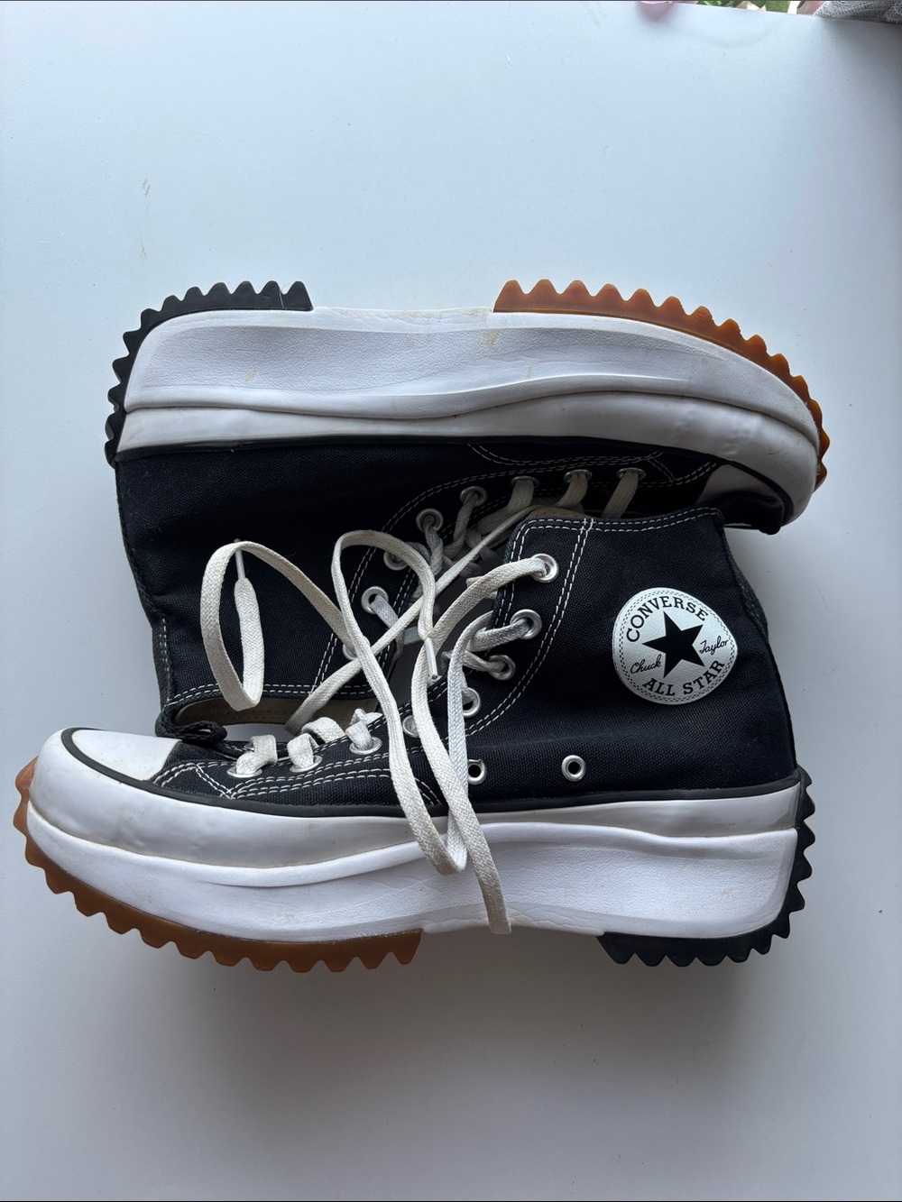 Converse Black White Platform High-Top Sneakers with Gum & Black Soles